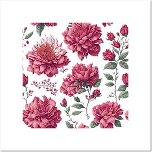 Pink flowers pattern Posters and Art